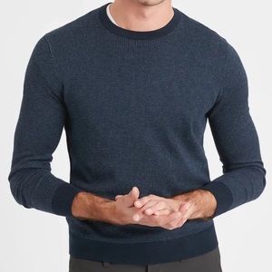 NWT Banana Republic Italian Merino Birdseye Sweater in Preppy Navy Mix